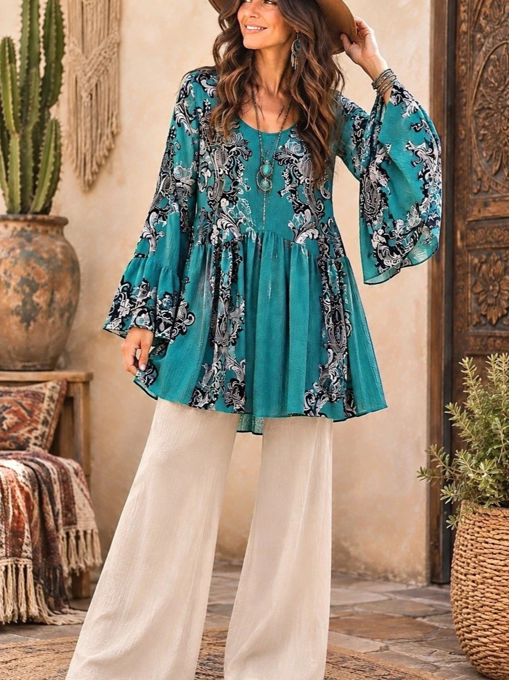 Free People Catch Me If You Can Top Paisley Blue